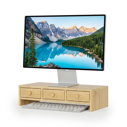 Monitorständer mit 3 Schubladen, Holzoptik, MDF