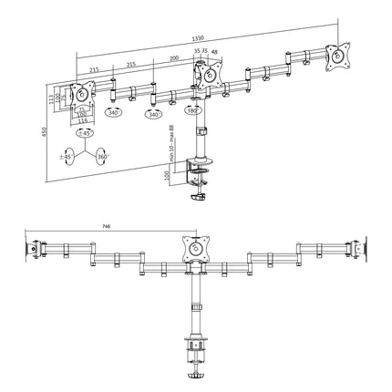 Monitorarm dreifach 13-27"