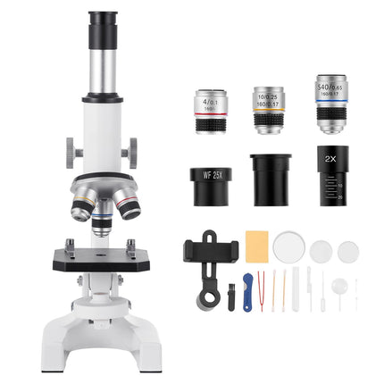 Monocular Compound Microscope 40-2000X, LED, Phone Holder
