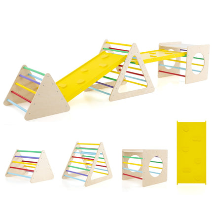 Montessori 5-in-1 Klettergerüst aus Holz mit Rutsche, 60 kg