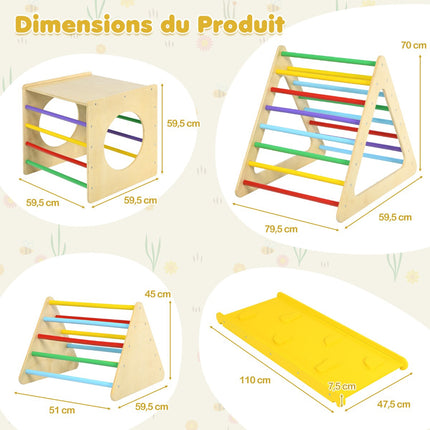 Montessori 5-in-1 Klettergerüst aus Holz mit Rutsche, 60 kg