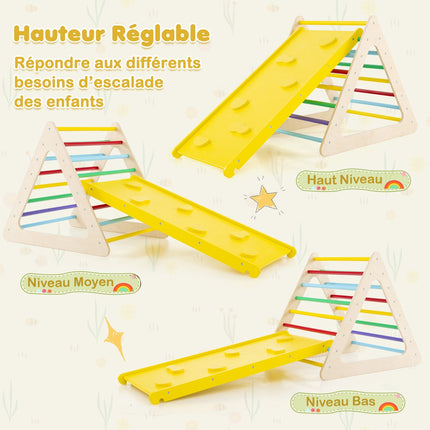 Montessori 5-in-1 Klettergerüst aus Holz mit Rutsche, 60 kg