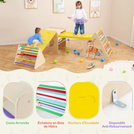 Montessori 5-in-1 Klettergerüst aus Holz mit Rutsche, 60 kg