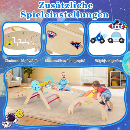 Ensemble d'escalade Montessori 9 en 1 avec toboggan et rampe
