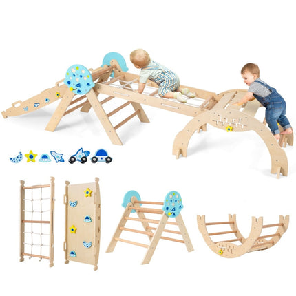 Ensemble d'escalade en bois Montessori 9 en 1 avec toboggan et rampe