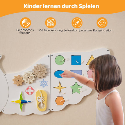 Tableau d'activités Montessori mural - Centre d'activités 11 en 1