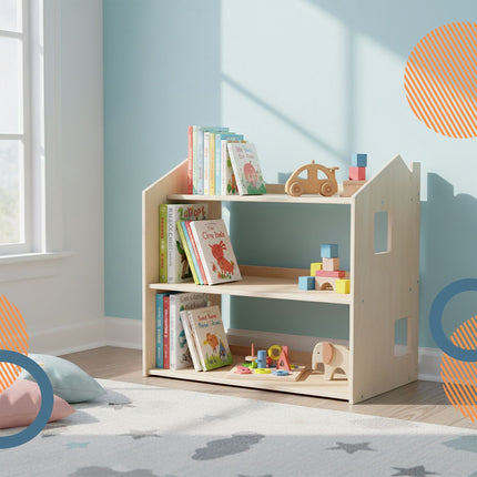 Bibliothèque Montessori pour enfants, étagère en forme de maison