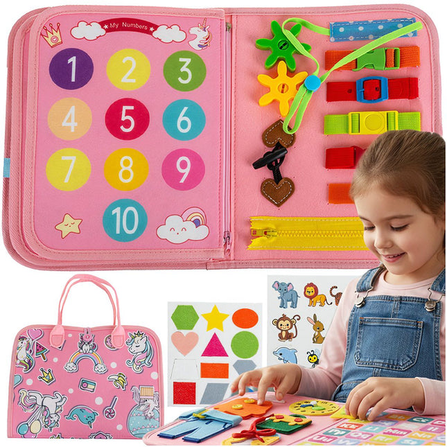 Livre sensoriel Montessori pour enfants, 7 activités en 1