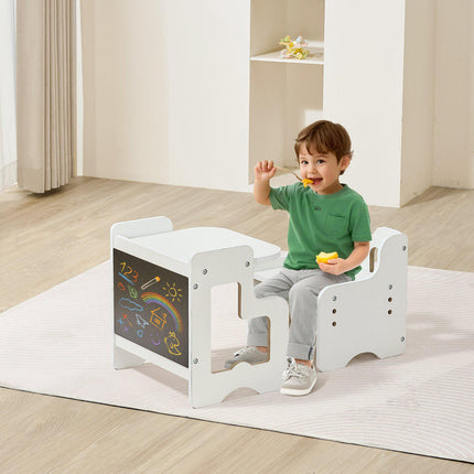 Montessori Table and Chair Set, 3-in-1, Adjustable Chalkboard