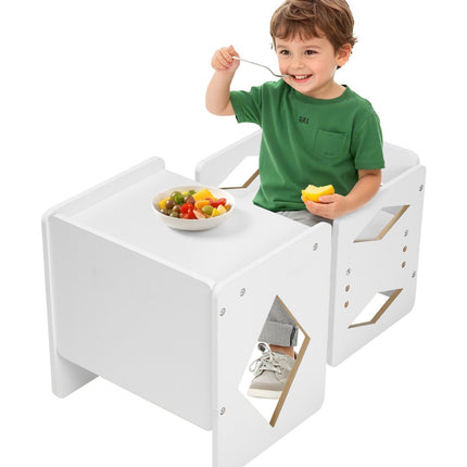 Montessori Weaning Table and Chair Set, Adjustable White