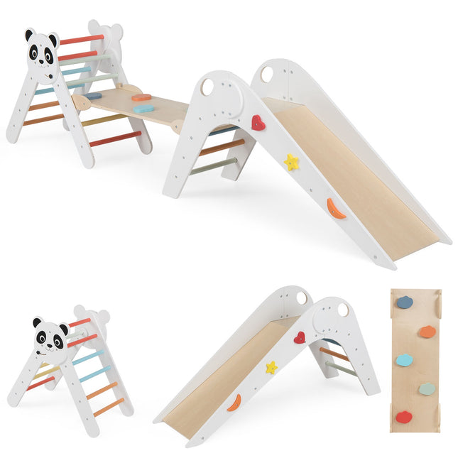 Ensemble d'escalade en bois Montessori avec motif panda