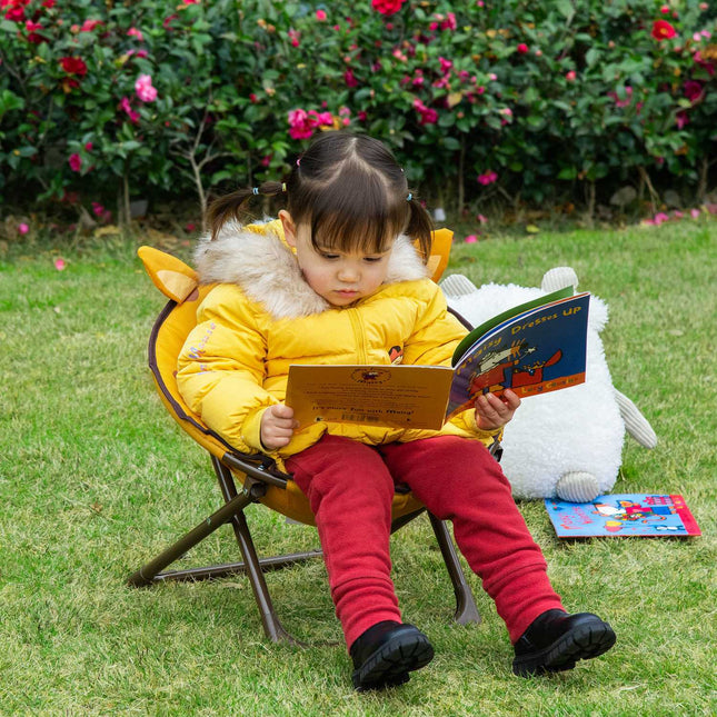 Gelber Klapp-Campingstuhl für Kinder – Stahl für drinnen/draußen