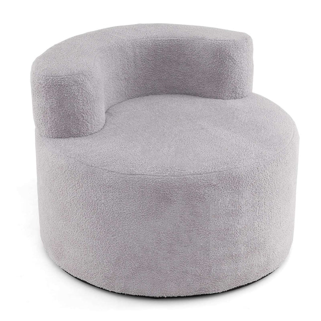 Pouf en forme de lune avec revêtement en polaire douce, gris