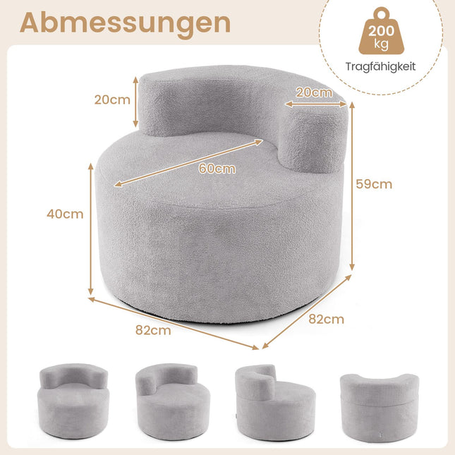 Pouf en forme de lune avec revêtement en polaire douce, gris