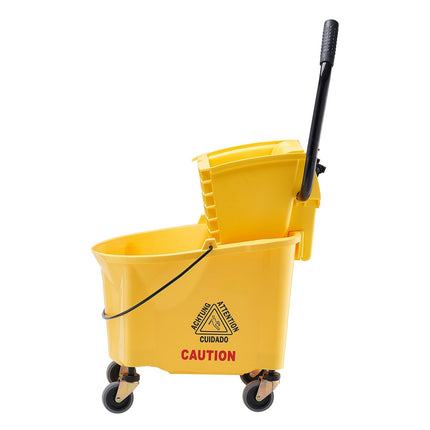 Mop Bucket with Side-Press Wringer, 26 Qt, Wheels