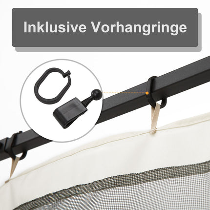 Moskitonetz-Pavillon – Schwarz, 3x3m, Reißverschluss-Nylongewebe, 4 Seitenwände