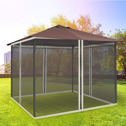 Moskitonetz-Pavillon – Schwarz, 3x3m, Reißverschluss-Nylongewebe, 4 Seitenwände
