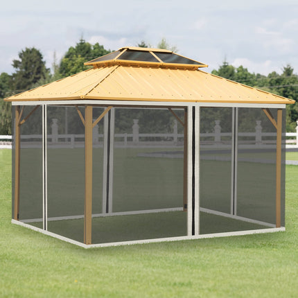 Moskitonetz für 3x4 Pavillon, 4 Seitenteile, Reißverschluss, schwarzes Nylon