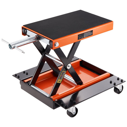 Motorcycle Scissor Lift Jack, 1100 lb, Wide Deck, Casters