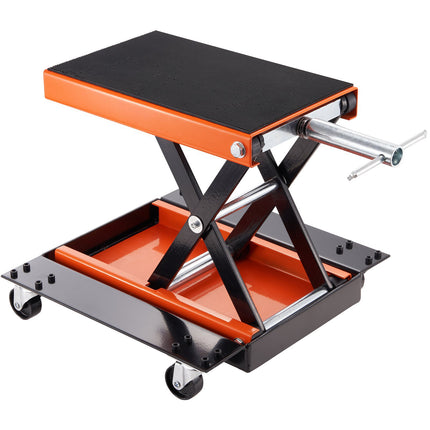 Motorcycle Scissor Lift Jack, 1100 lb, Wide Deck, Casters