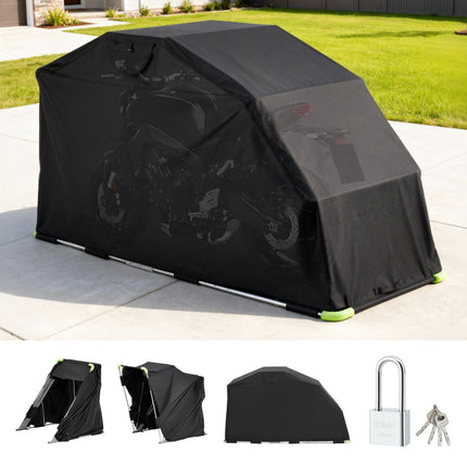 Motorcycle Storage Shelter 600D Oxford, Lock, Vent Windows