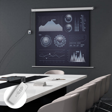 Motorized Projector Screen, 92 Inch 1:1, 4K, Remote