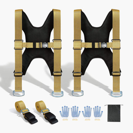 Moving Straps System, 1000 lb, 2-Person Adjustable Harness
