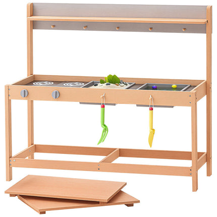 Mud Kitchen for Kids, Cedar Wood Outdoor Set, 2 Sinks