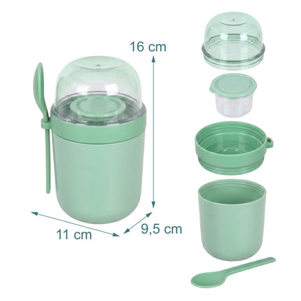 Müslibecher zum Mitnehmen, 4er-Pack, Grün, BPA-freier Kunststoff