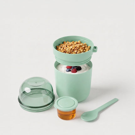 Müslibecher zum Mitnehmen, 4er-Pack, Grün, BPA-freier Kunststoff