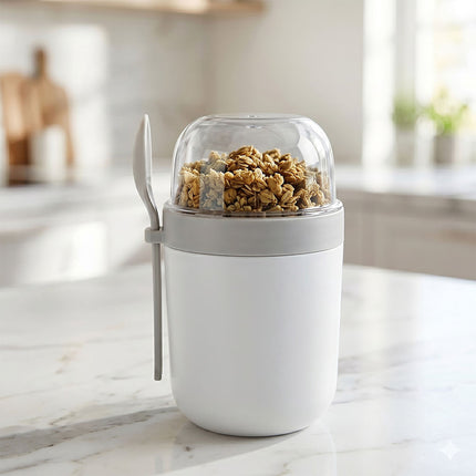 Müslibecher To-Go mit Löffel, 4er-Pack, BPA-freier Kunststoff