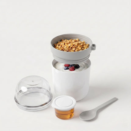 Müslibecher To-Go mit Löffel, 4er-Pack, BPA-freier Kunststoff