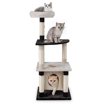 Arbre à chat à plusieurs niveaux avec griffoir en sisal, modèle condo, beige