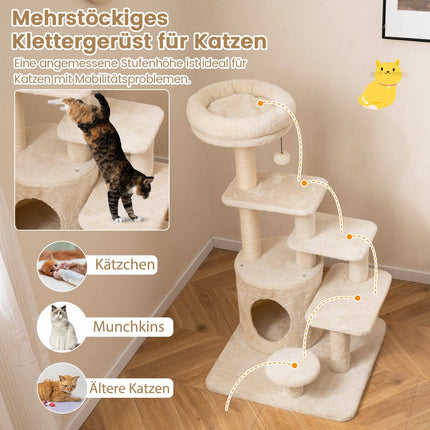 Arbre à chat à plusieurs niveaux avec grotte, poteaux en sisal, 102 cm