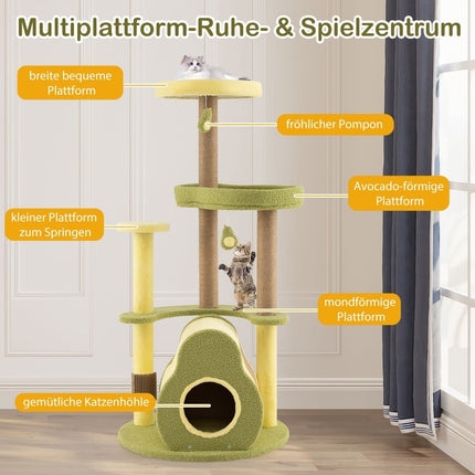 Mehrstufiger Katzenkratzbaum mit privater Höhle, 59x59x125 cm