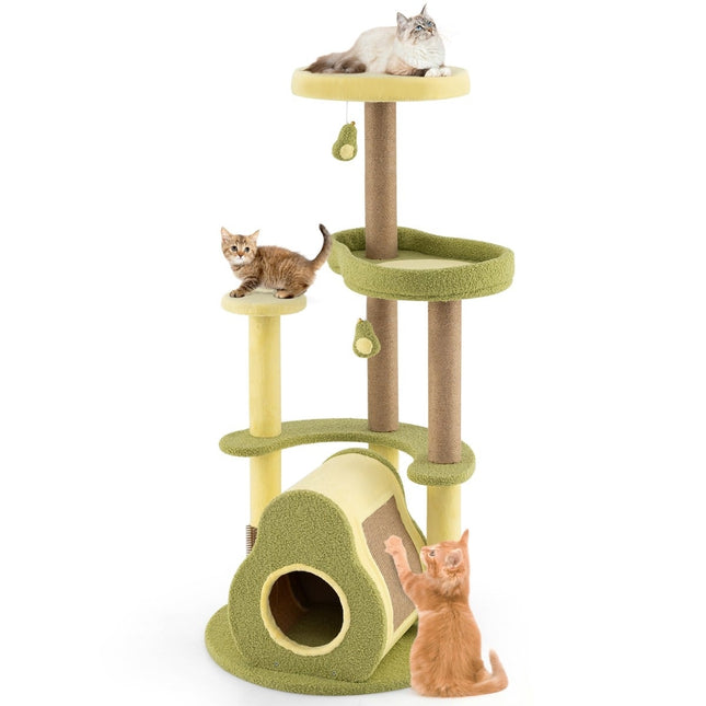 Mehrstufiger Katzenkratzbaum mit privater Höhle, 59x59x125 cm