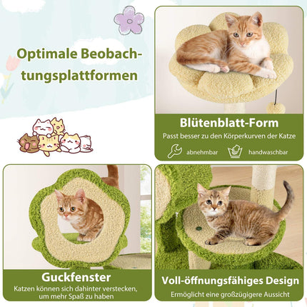 Arbre à chat à plusieurs niveaux avec poteau à griffer en sisal, vert