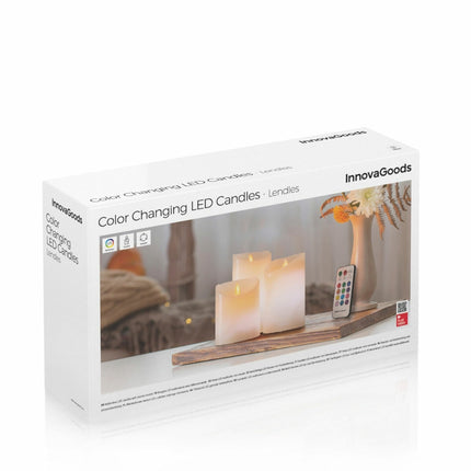 Mehrfarbige LED-Kerzen mit Flammeneffekt und Fernbedienung Lendles InnovaGoods 3 Einheiten