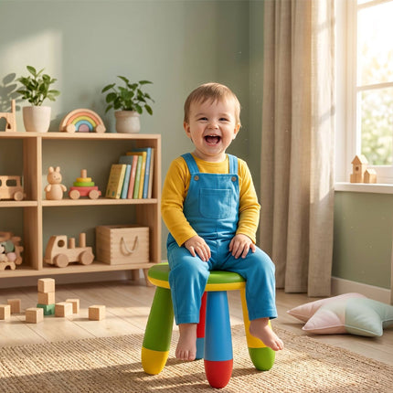 Tabouret enfant multicolore en plastique, hauteur d'assise 26 cm