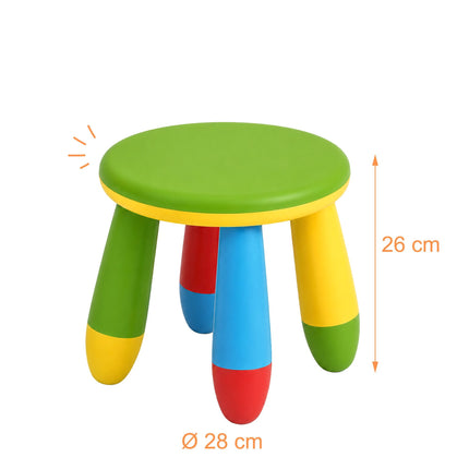 Tabouret enfant multicolore en plastique, hauteur d'assise 26 cm