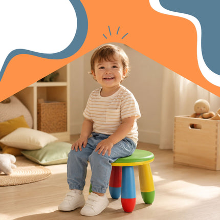 Tabouret enfant multicolore en plastique, hauteur d'assise 26 cm