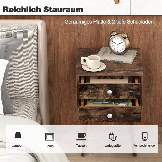 Multifunktionaler Nachttisch mit Stauraum aus Holz 40 x 40 x 59,5 cm braun