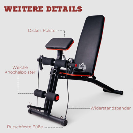 Multifunktions-Hantelbank Kraftstation mit Federbooster Trainingsbank Gewicht bis 120kg Schwarz 54 x 160 x 106 cm