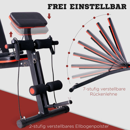 Multifunktions-Hantelbank Kraftstation mit Federbooster Trainingsbank Gewicht bis 120kg Schwarz 54 x 160 x 106 cm