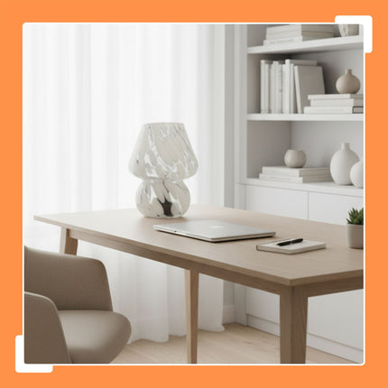 Mushroom Glass Table Lamp, LED, 3 Light Colors