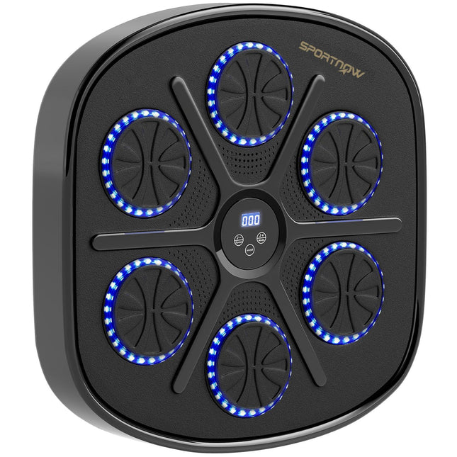 Machine de boxe musicale, machine de boxe électronique Bluetooth avec lumières LED, musique, cible de boxe murale pour adultes, exercice à domicile, noir