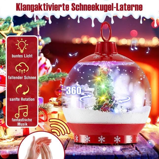 Musikalische Weihnachts-Laterne, 173 cm, Sound-aktivierte Schneekugel