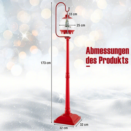 Musikalische Weihnachts-Laterne, 173 cm, Sound-aktivierte Schneekugel