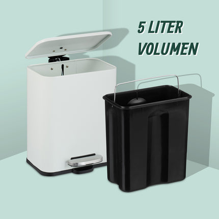 Poubelle de salle de bain étroite 5 L - Fermeture en douceur, pédale