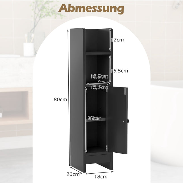 Schmaler Badezimmerschrank mit Einlegeböden und anpassbarem Stauraum